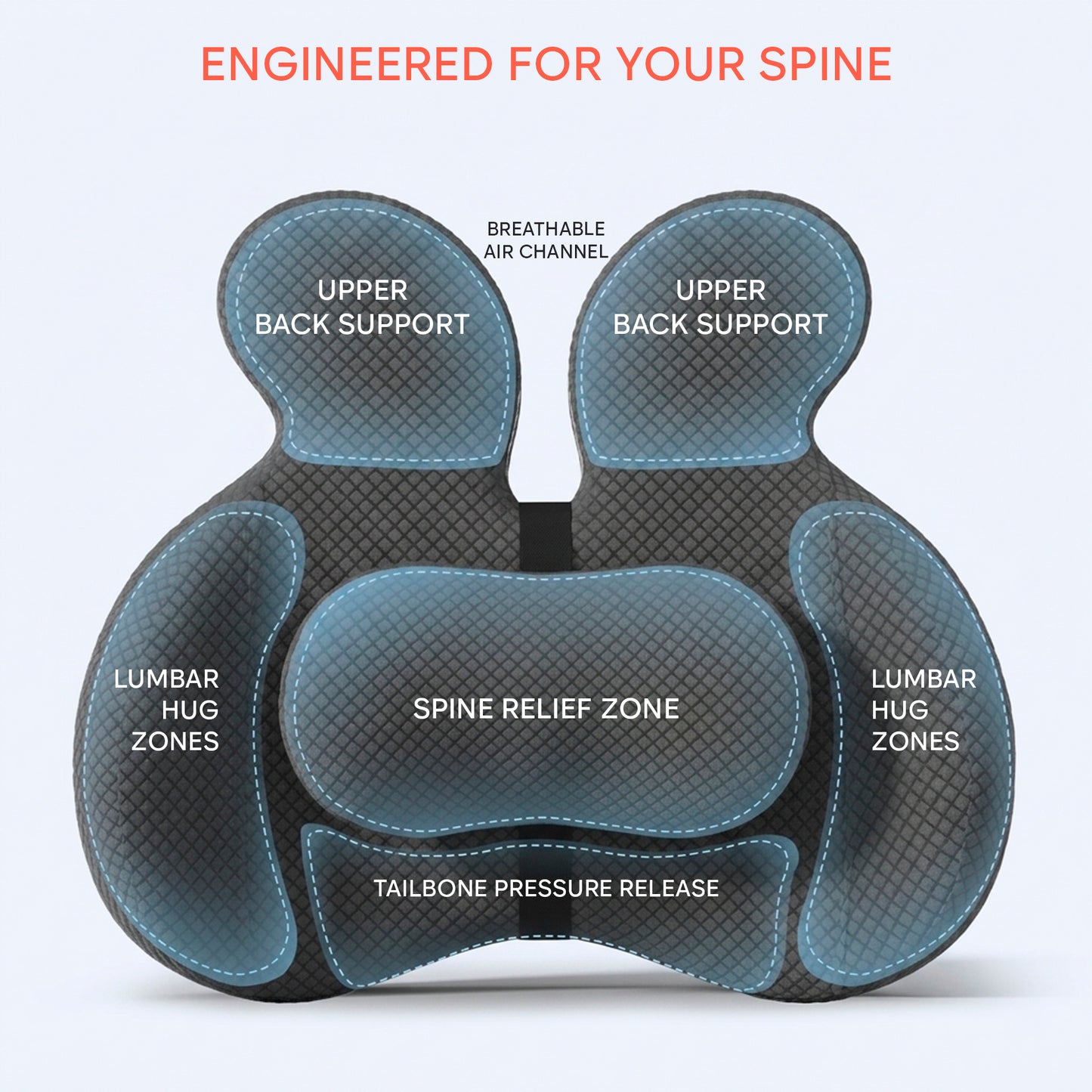 Kummo Lumbar Support Pillow for Office Chair — Ergonomic Back Cushion