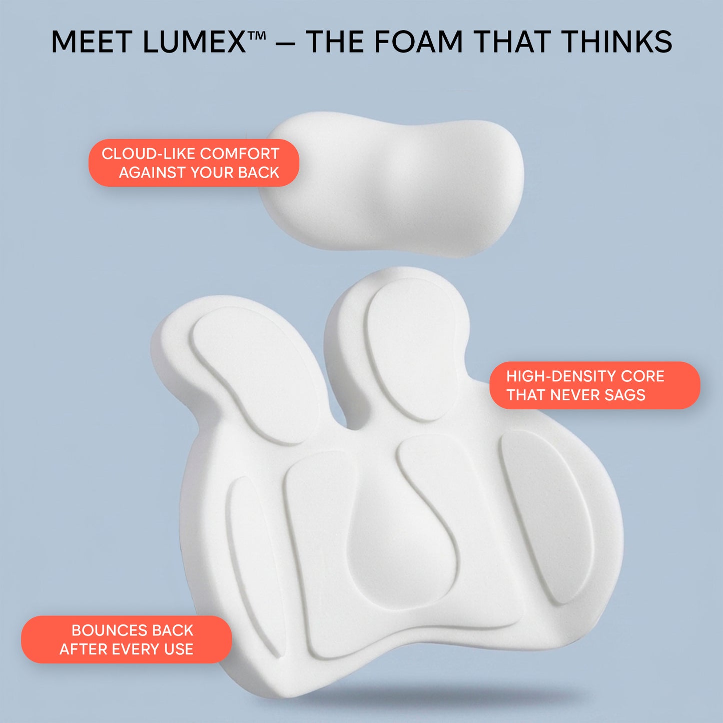 Kummo Lumbar Support Pillow for Office Chair — Ergonomic Back Cushion